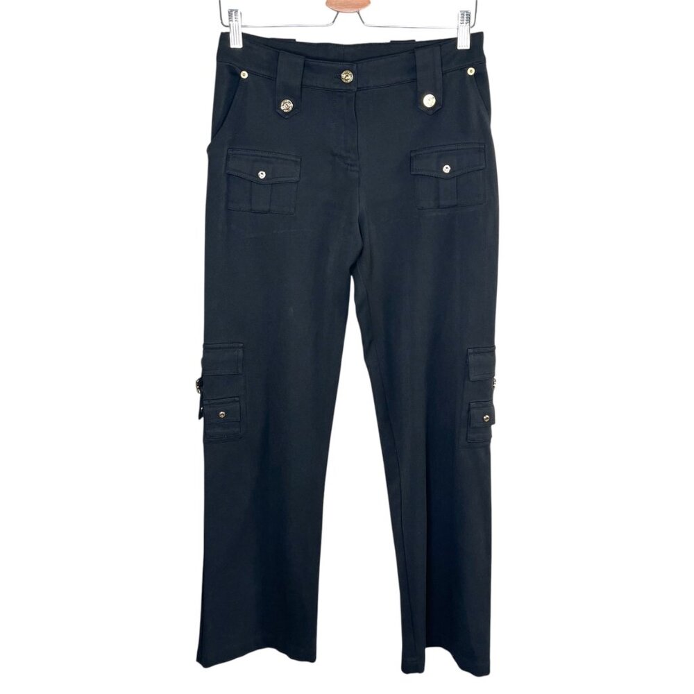 St. John Sport Womens 10 Logo Hardware Stretch Knit Cargo Pants